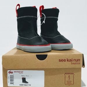 See Kai Run Ripley Boots Black Red Trim